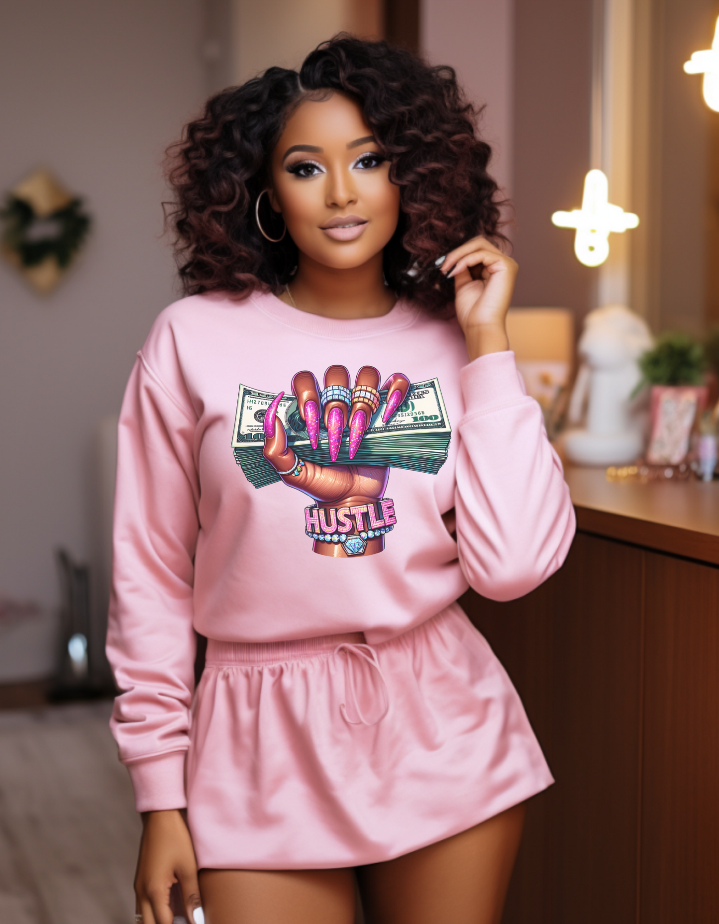 "Money Hand & Pink Nails" DTF Transfers #022