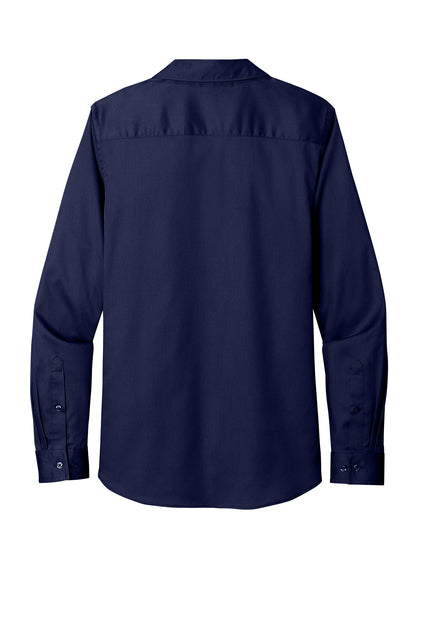 Custom Women's Button-Down Shirts- Long Sleeve (Left Chest Embroidery)
