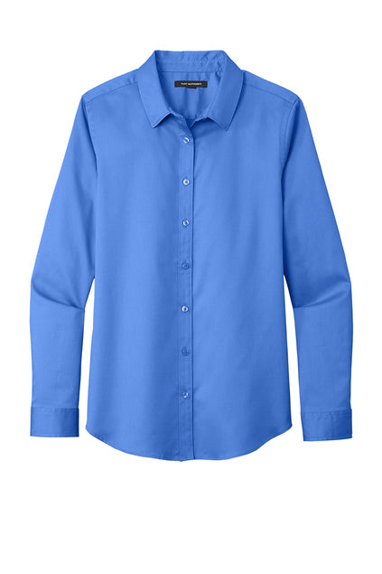 Custom Women's Button-Down Shirts- Long Sleeve (Left Chest Embroidery)