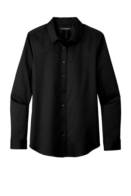 Custom Women's Button-Down Shirts- Long Sleeve (Left Chest Embroidery)