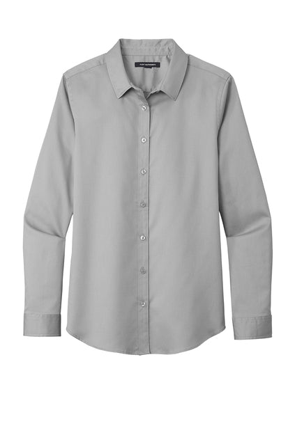 Custom Women's Button-Down Shirts- Long Sleeve (Left Chest Embroidery)