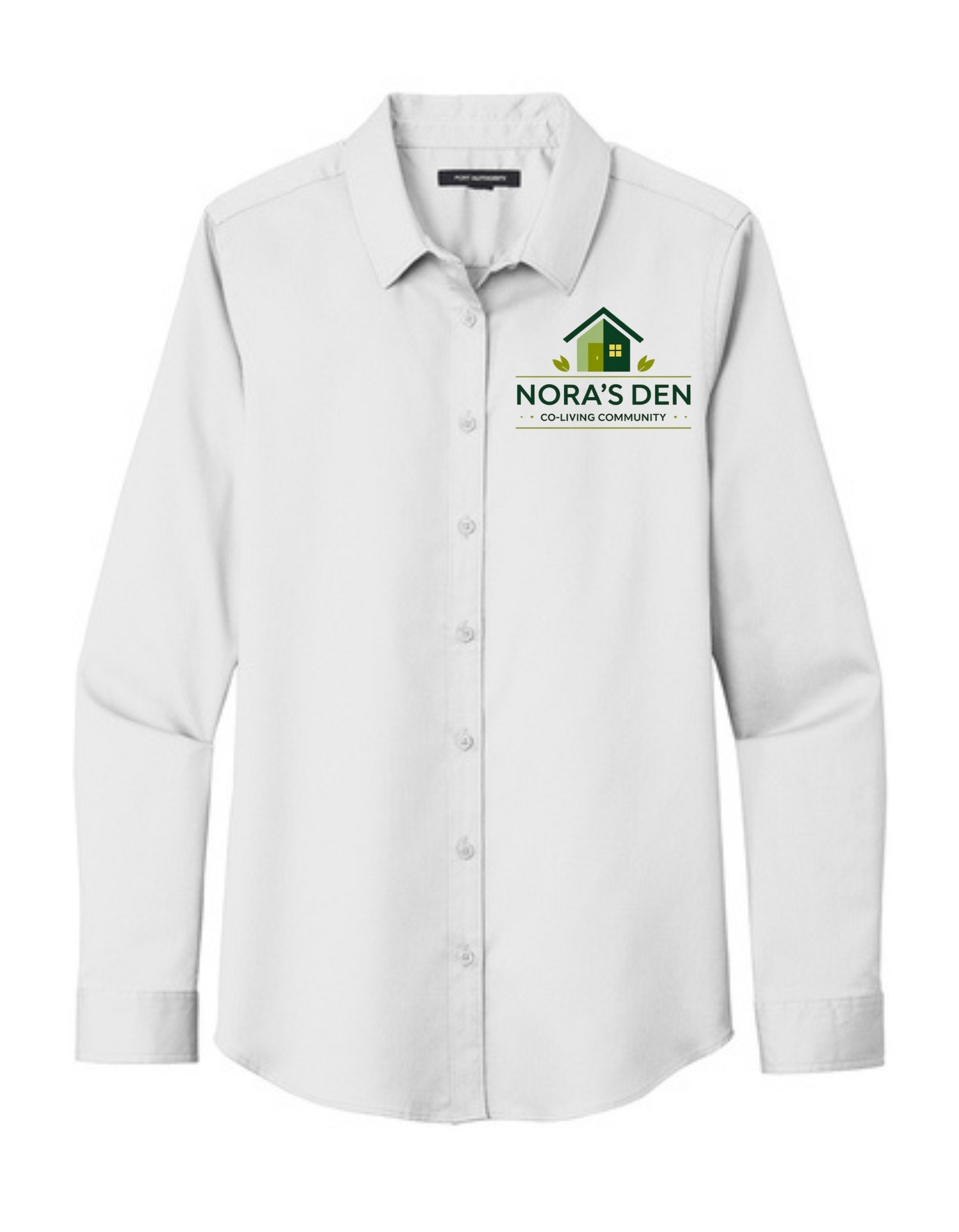 Custom Women's Button-Down Shirts- Long Sleeve (Left Chest Embroidery)