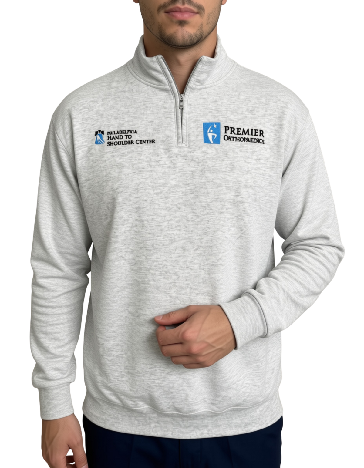 Double Logo 1/4 Zip Embroidery Sweatshirt