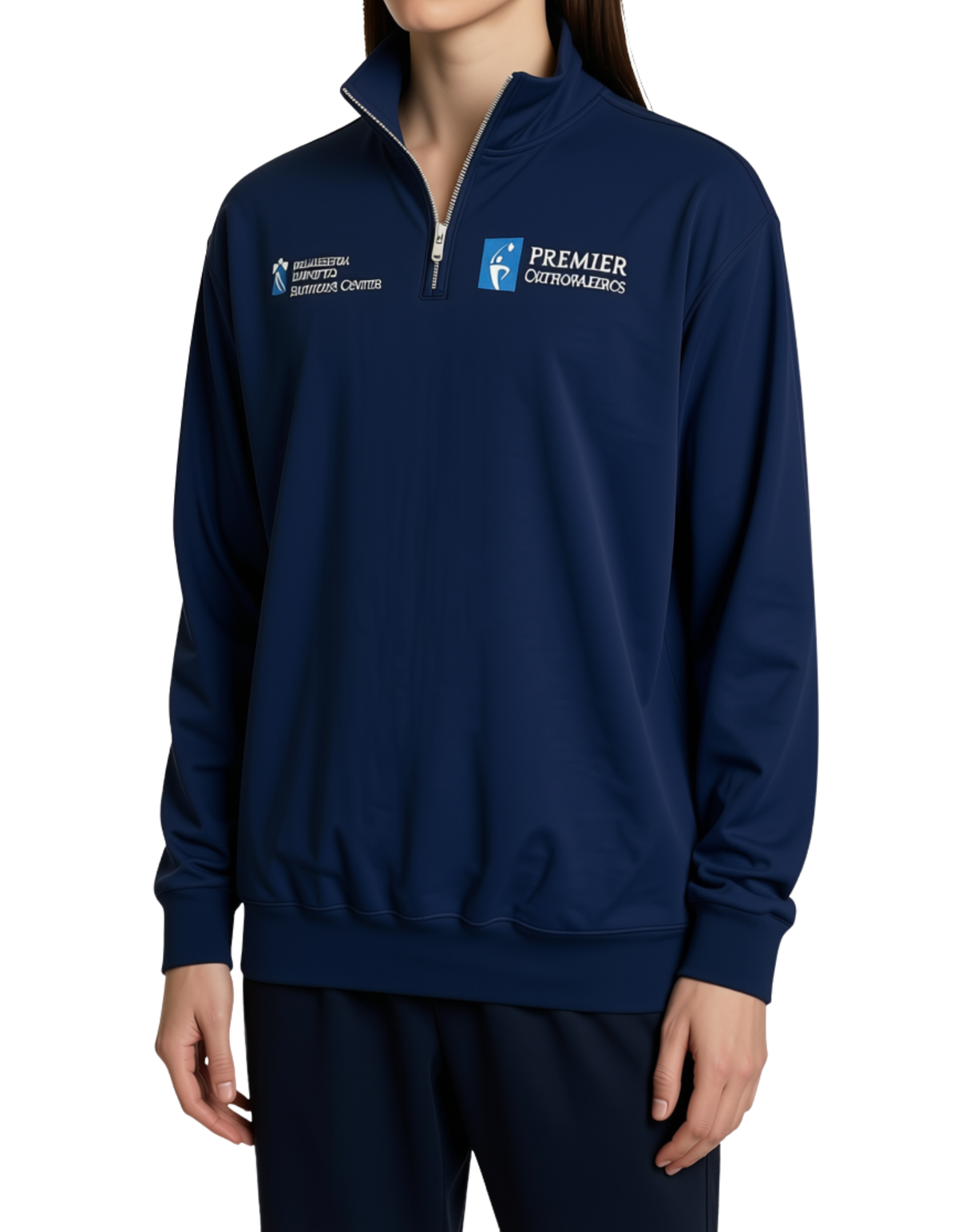 Double Logo 1/4 Zip Embroidery Sweatshirt