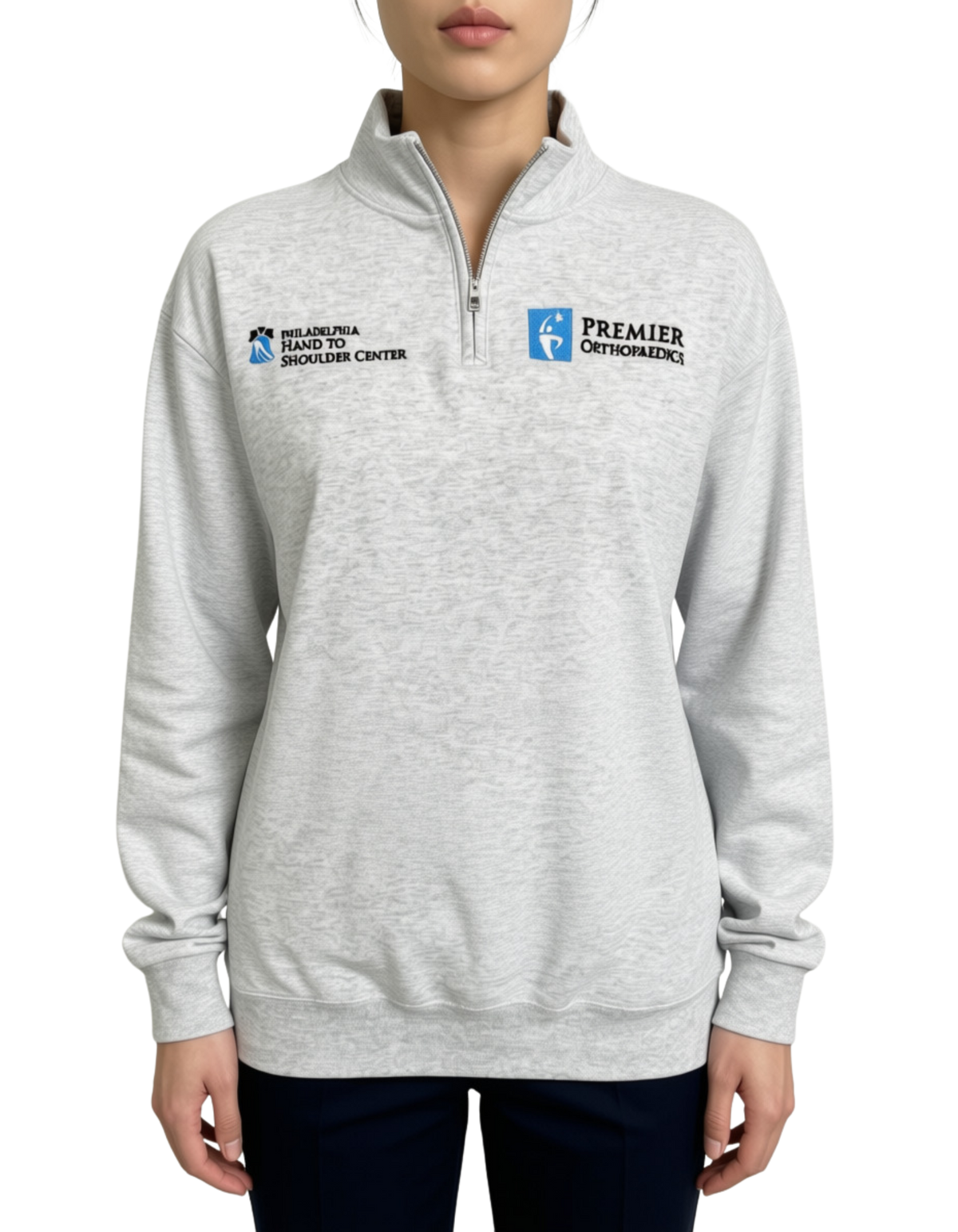 Double Logo 1/4 Zip Embroidery Sweatshirt